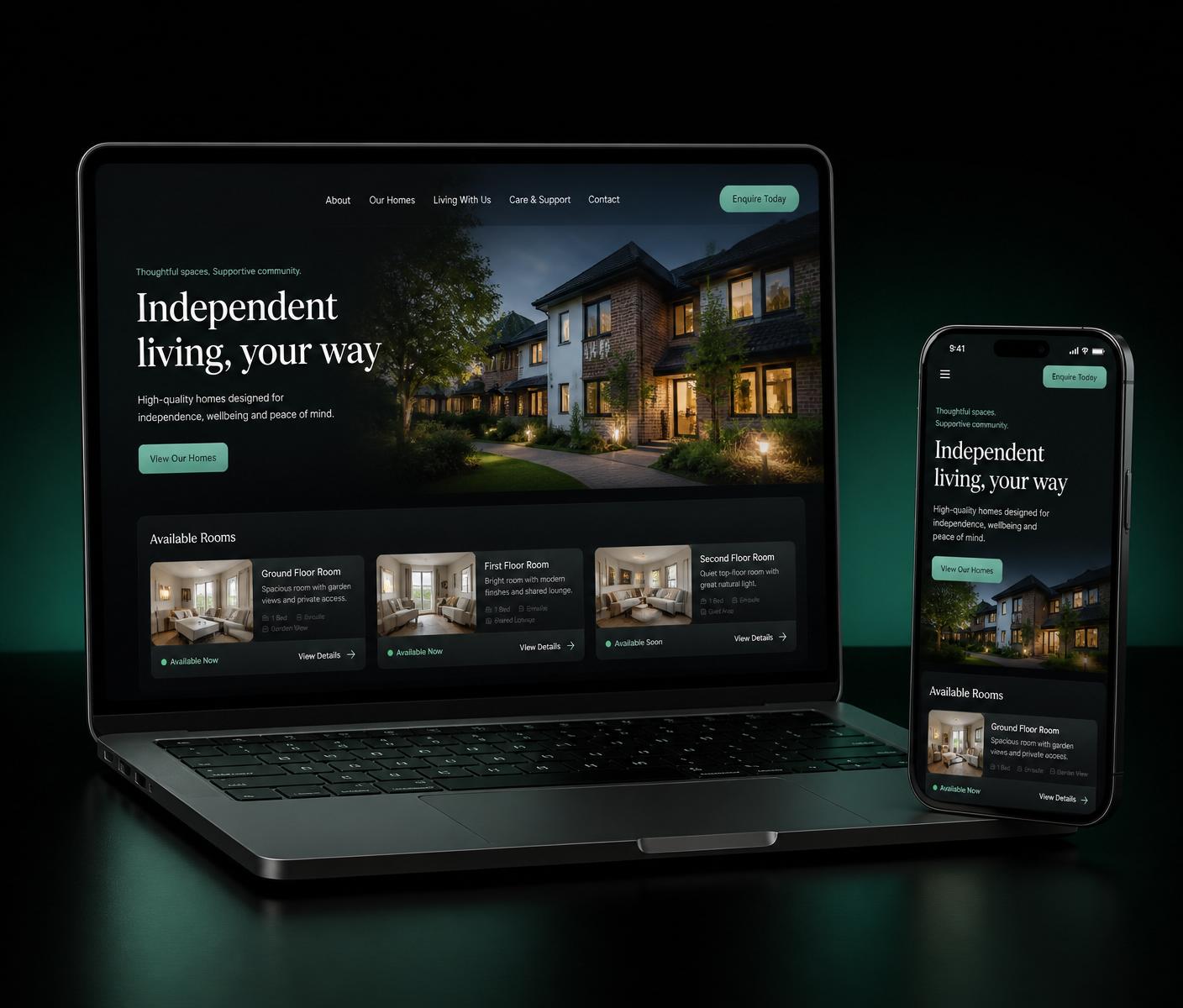 Custom website design on laptop and phone
